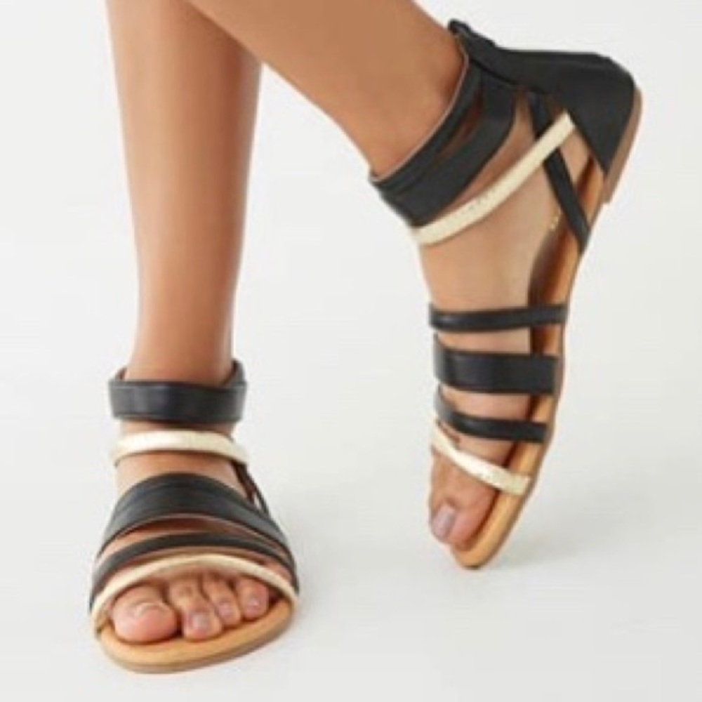 Strappy Faux Leather Sandals